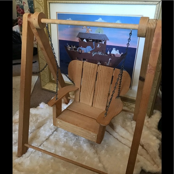 Rare Vintage 1980’s Amish Solid Wood Doll Swing - Picture 5 of 7